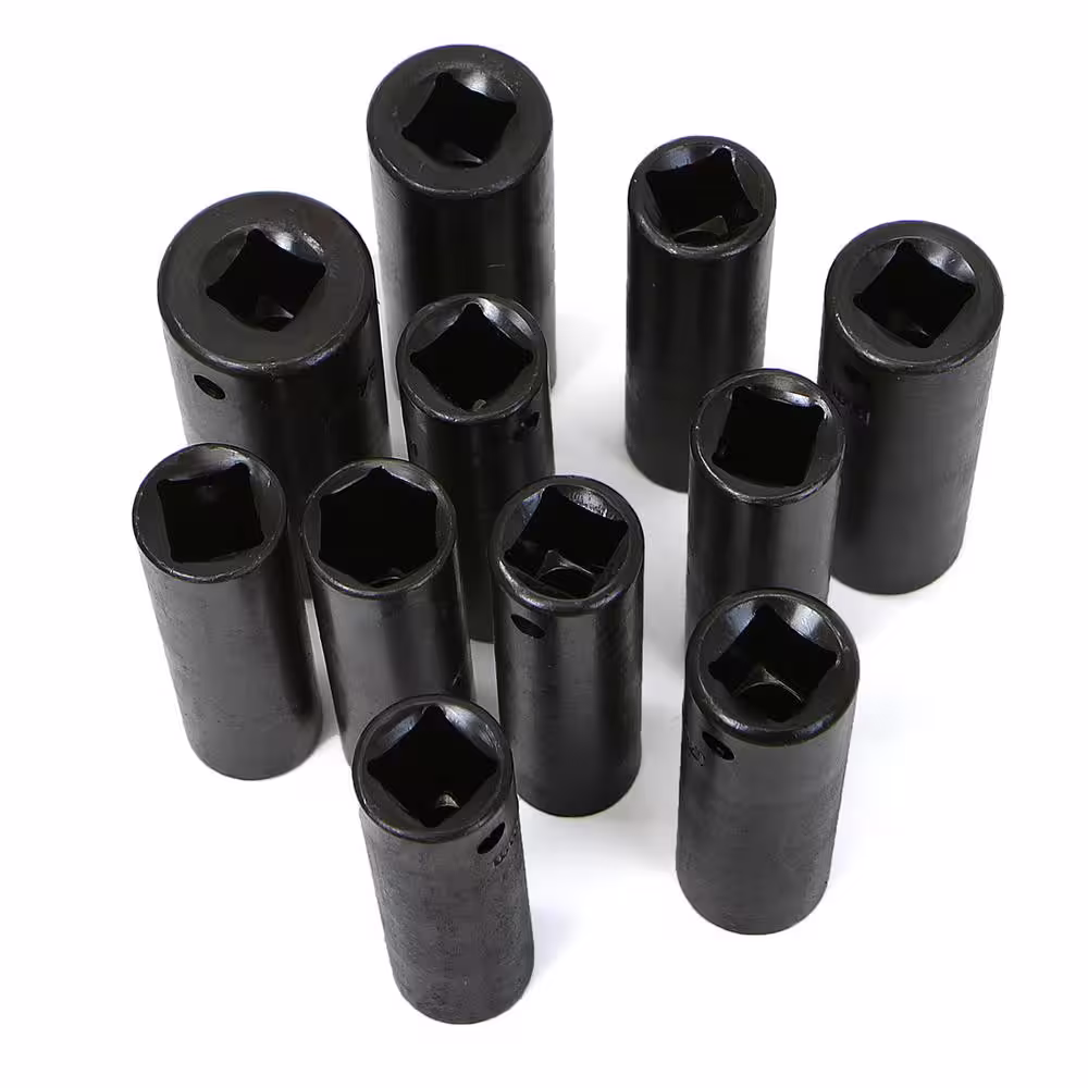 XtremepowerUS 1/2 in. Drive Metric Deep Air Impact Socket Sockets Set with Carrying Case (12-Piece)