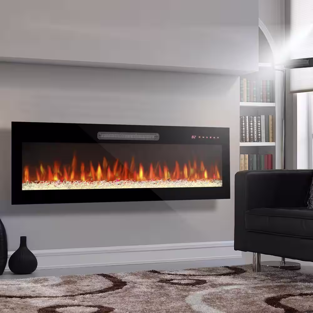 None 42 in. Wall Mounted Electric Fireplace with Remote and LED Light Heater