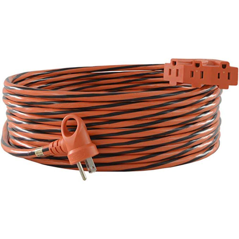 None 50 ft. 12/3 SJTW Gauge General Purpose Indoor/Outdoor Black/Orange Triple Outlet Extension Cord