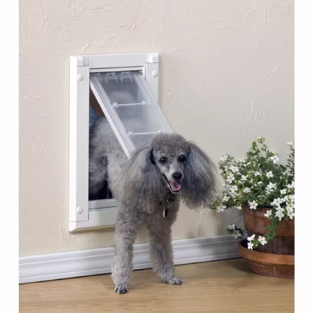 Endura Flap 6 in. x 11 in. Small Single Flap for Walls Pet Door with White Aluminum Frame