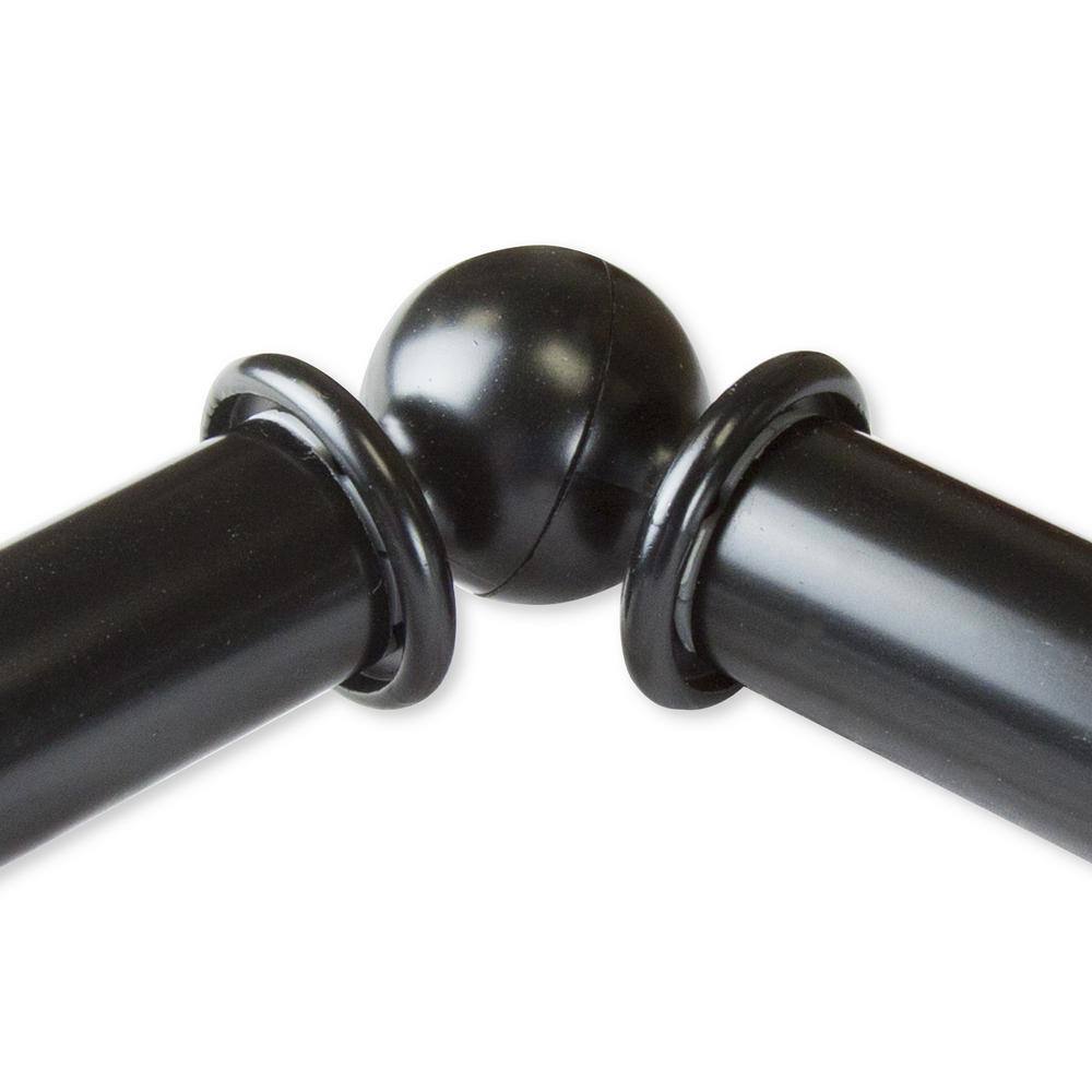 Rod Desyne Ornament 13/16 in. Bay Window Double Curtain Rod 20 in. x 36 in., 38 in. x 72 in. in Black