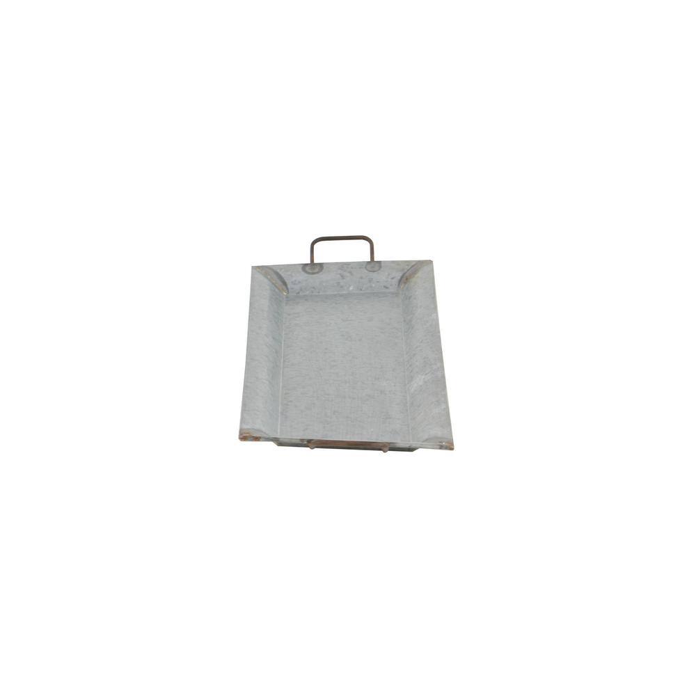 Litton Lane Gray Metal Floral Decorative Tray with Embossed Designs (Set of 2)