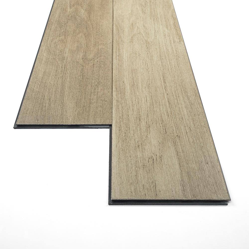 Sure+ Latte Light Birch Birch 6.5 mm T x 6.5 in. W Waterproof Wire Brushed Engineered Hardwood Flooring (21.7 sq. ft./case)