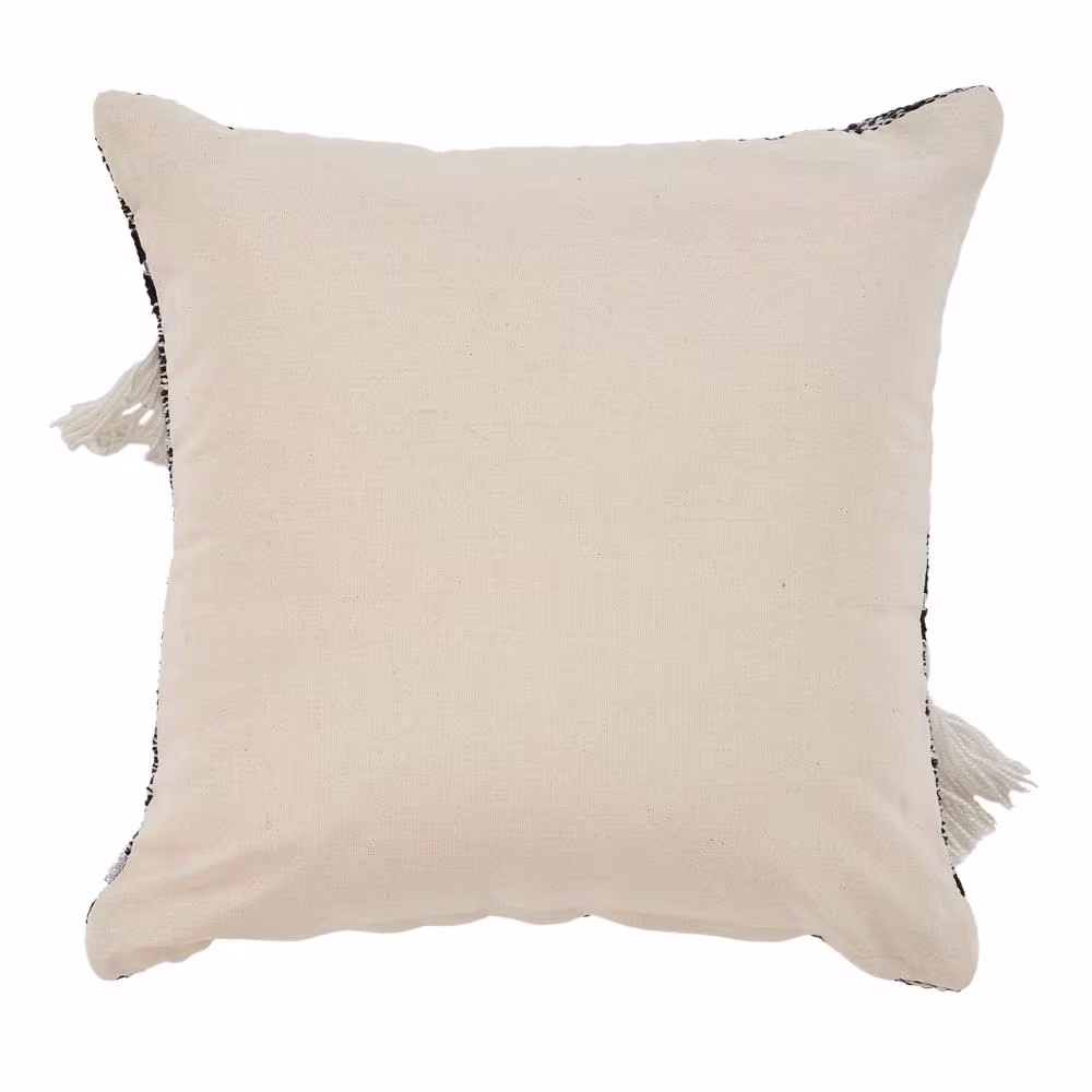 LR Home Eclectic Plaid Black Striped Hypoallergenic Polyester 18 in. x 18 in. Throw Pillow
