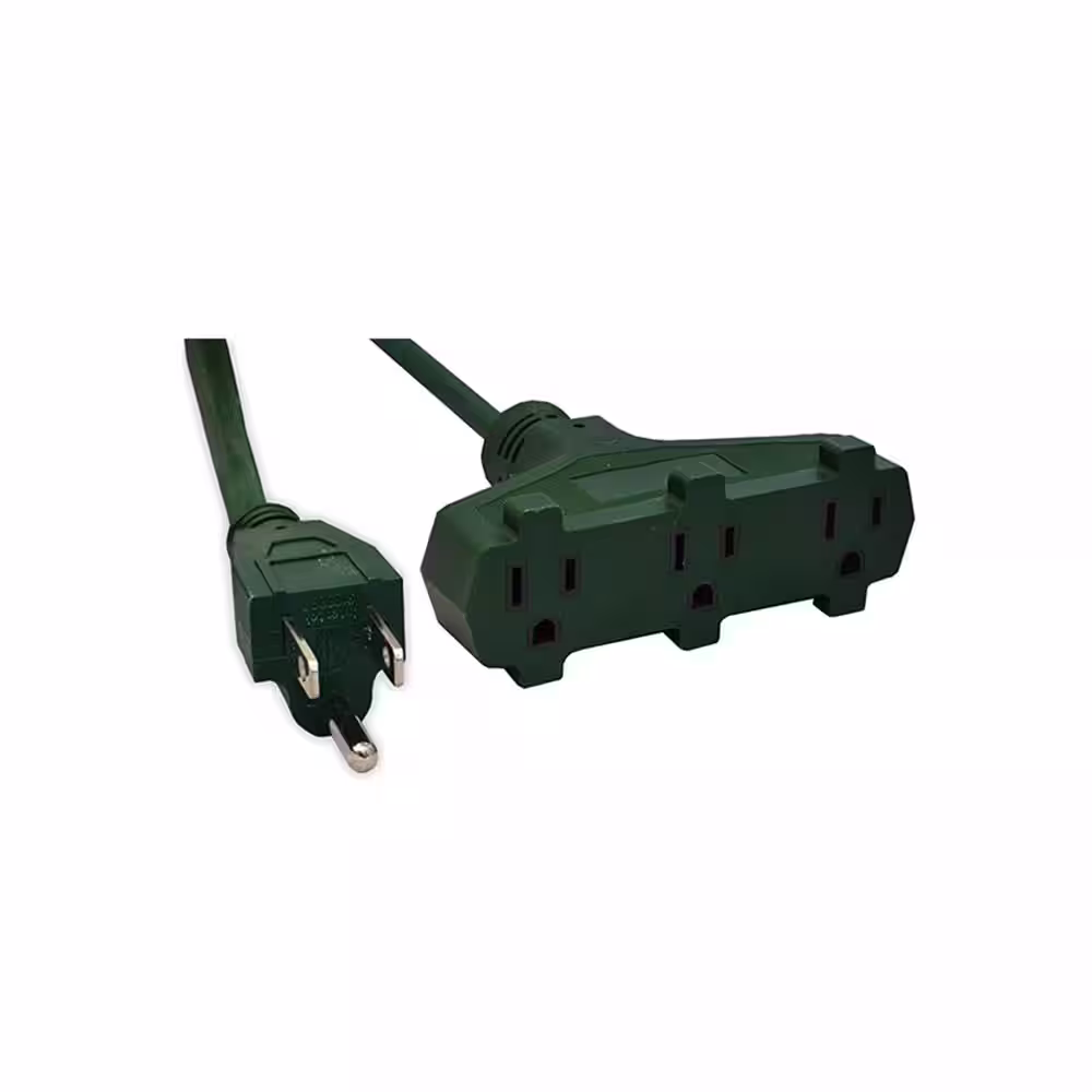 GoGreen Power 8 ft. 16/3 3-Outlet Heavy Duty Extension Cord, Green