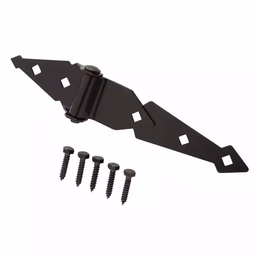 Everbilt 8 in. Black Heavy Duty Strap Hinge (2-Pack)