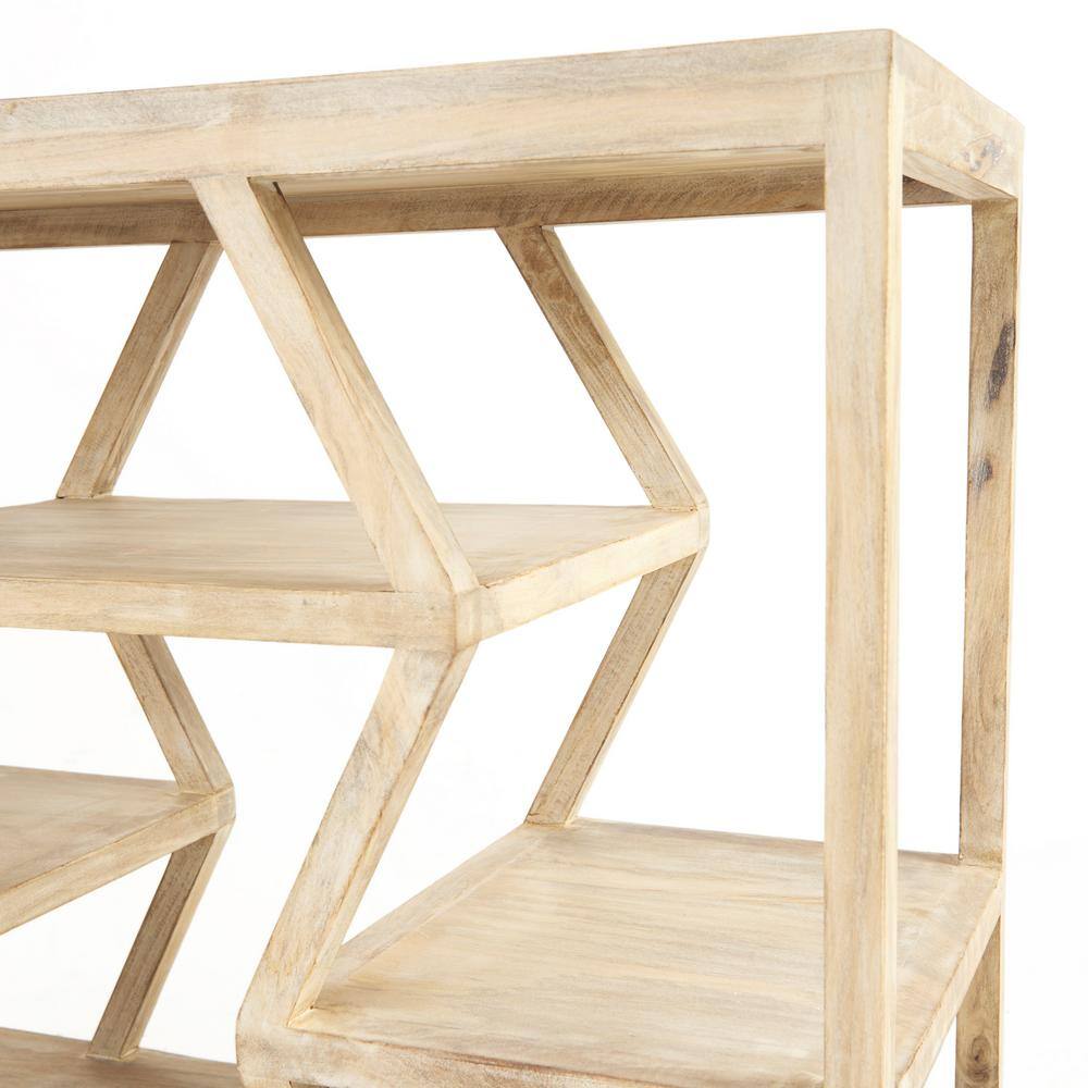 Mercana Dayton II Light Brown Solid Wood Multi-Level Shelf Console Table