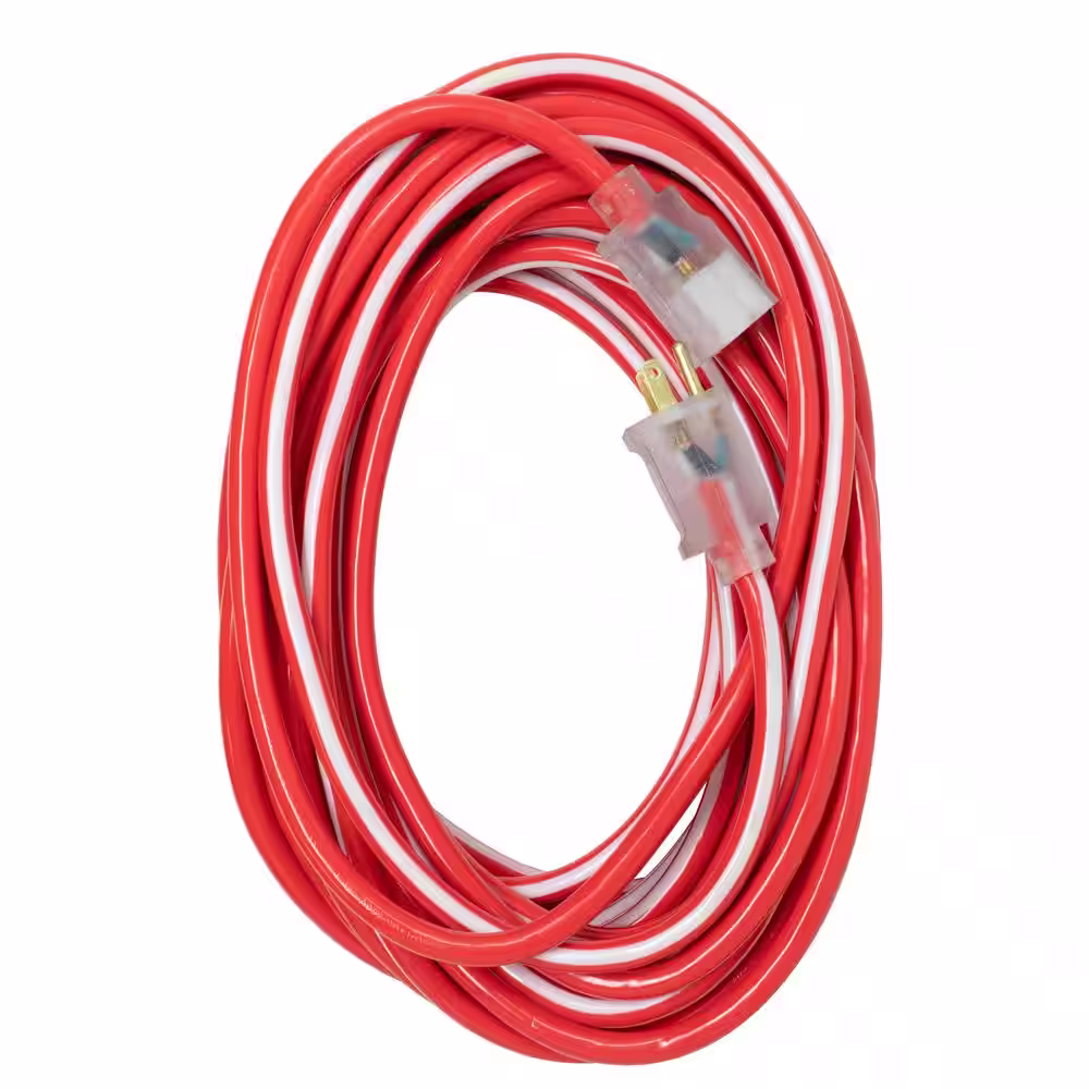 Southwire 50 ft. 12/3 SJTW Hi-Visbility Multi-Color Outdoor Heavy-Duty Extension Cord with Power Light Plug