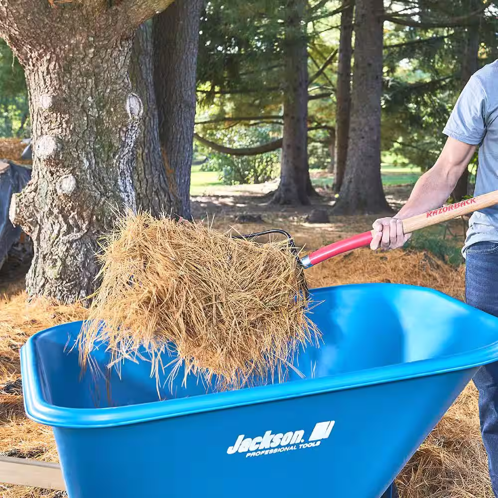 Jackson 6 cu. ft. Heavy Gauge Seamless Steel Wheelbarrow with Steel Handles