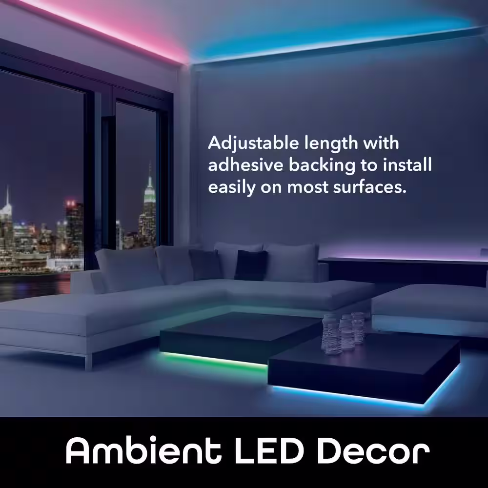 Geeni 16.4 ft. Smart Wi-Fi Multi-Color LED Strip Lights, Under Cabinet Light, Compatible with Alexa and Google Assistant