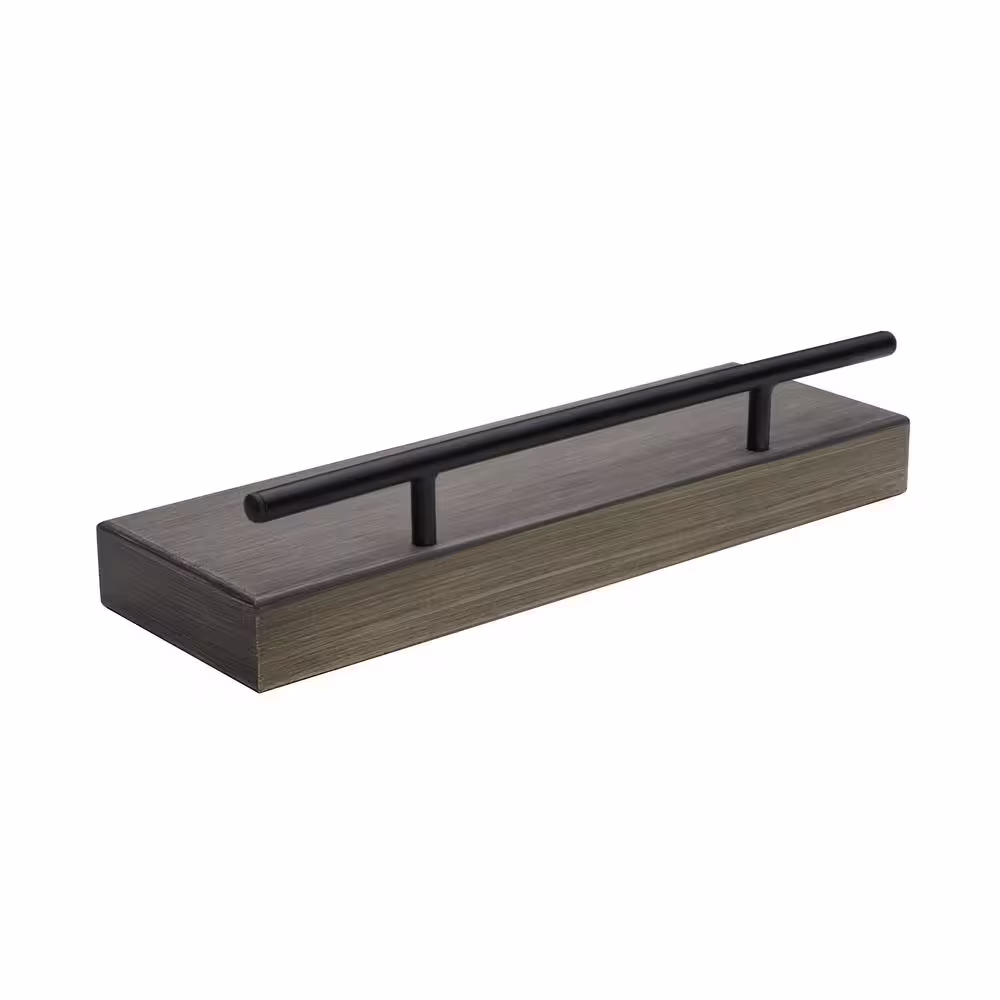 Melannco 6-in. W x 24-in. D l x 3.5-in h Distressed Grey MDF/Wood with Metal Rail Decorative Wall Shelf without Brackets