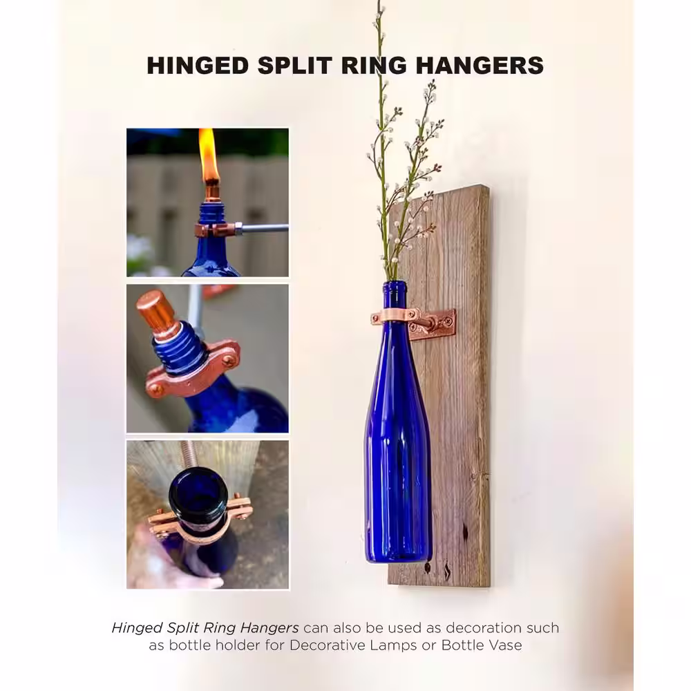 The Plumber's Choice 3/4 in. Hinged Split Ring Pipe Hanger, Copper Epoxy Coated Clamp with 3/8 in. Rod Fitting, for Hanging Tubing (10-Pack)