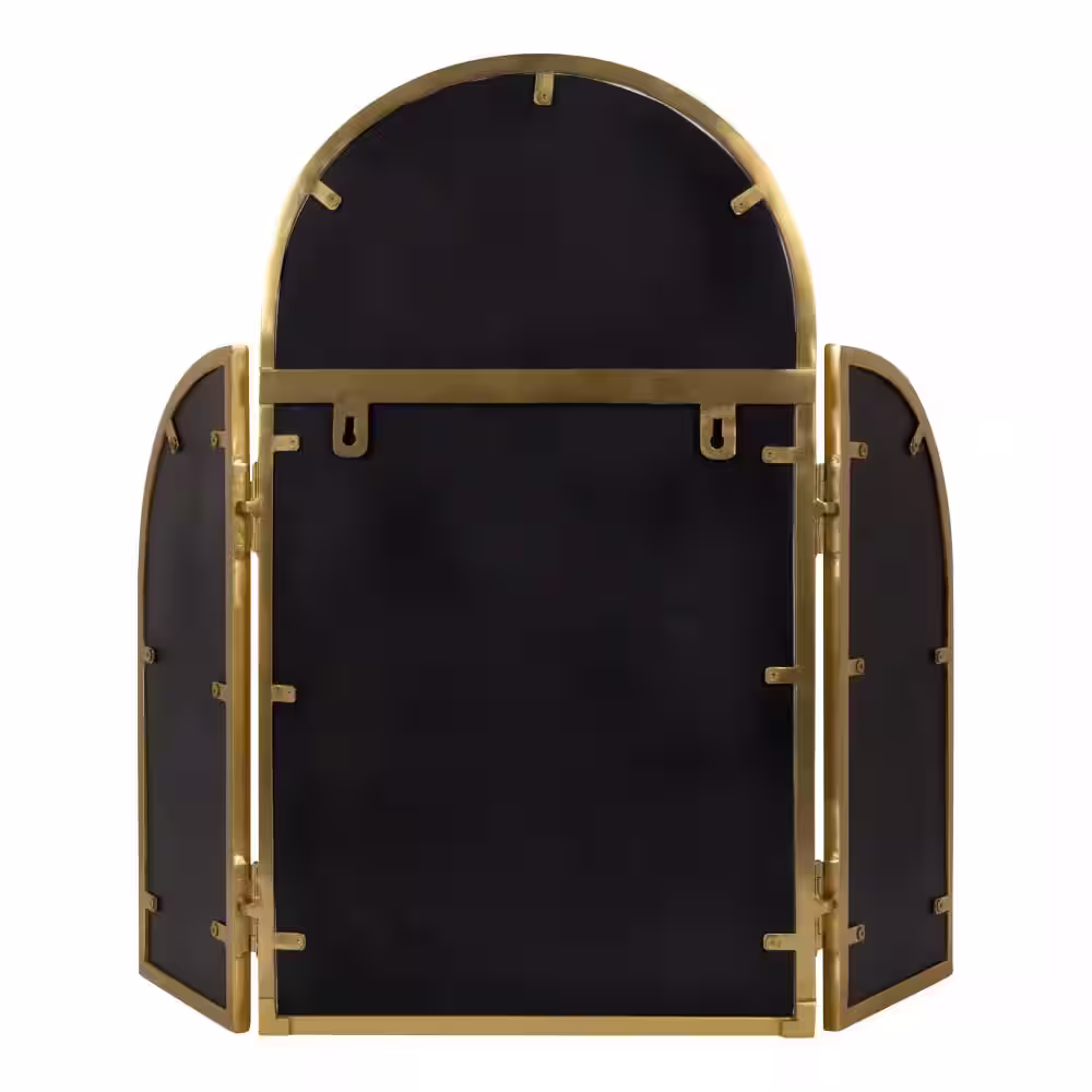 Kate and Laurel Amoli 27.50 in. W x 27.50 in. H Gold Arch Glam Framed Decorative Wall Mirror