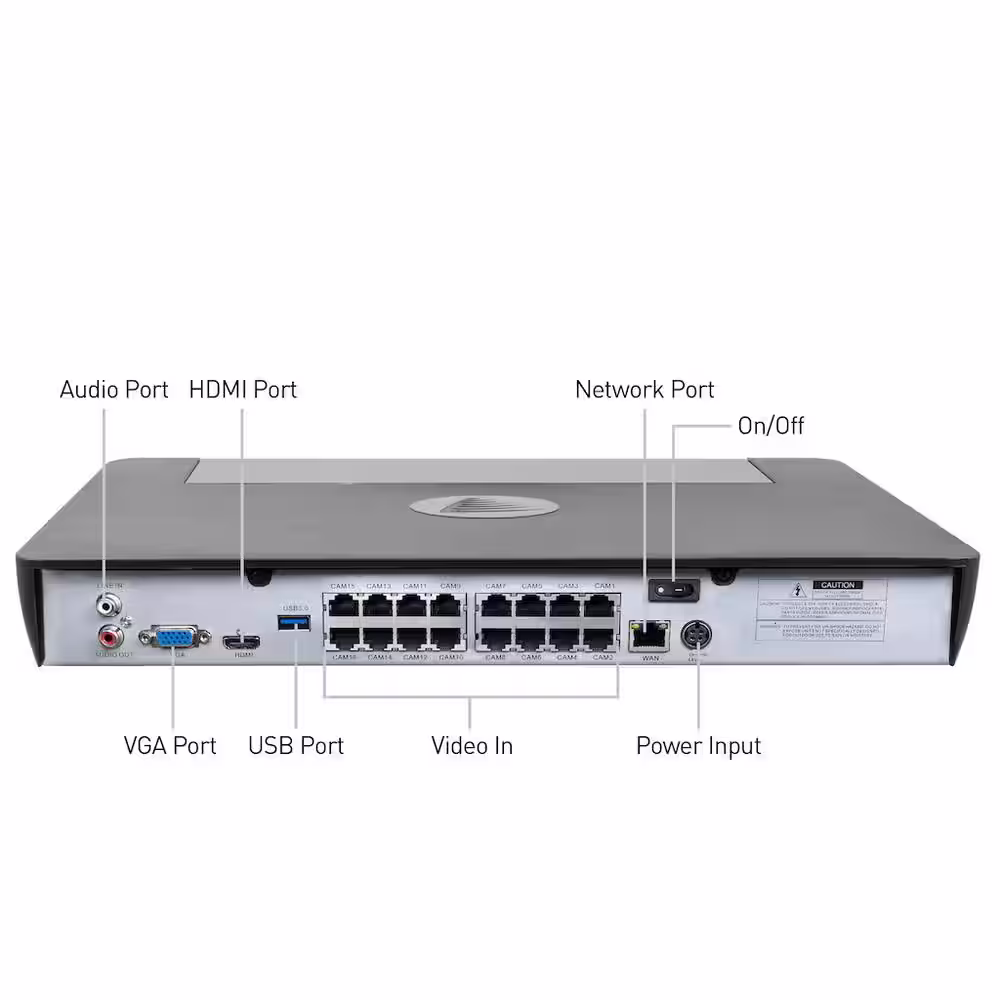 Swann 16-Channel 4K 2TB PoE NVR Security Camera System with 8 Wired Bullet Security Cameras and 1 Wired PT Camera
