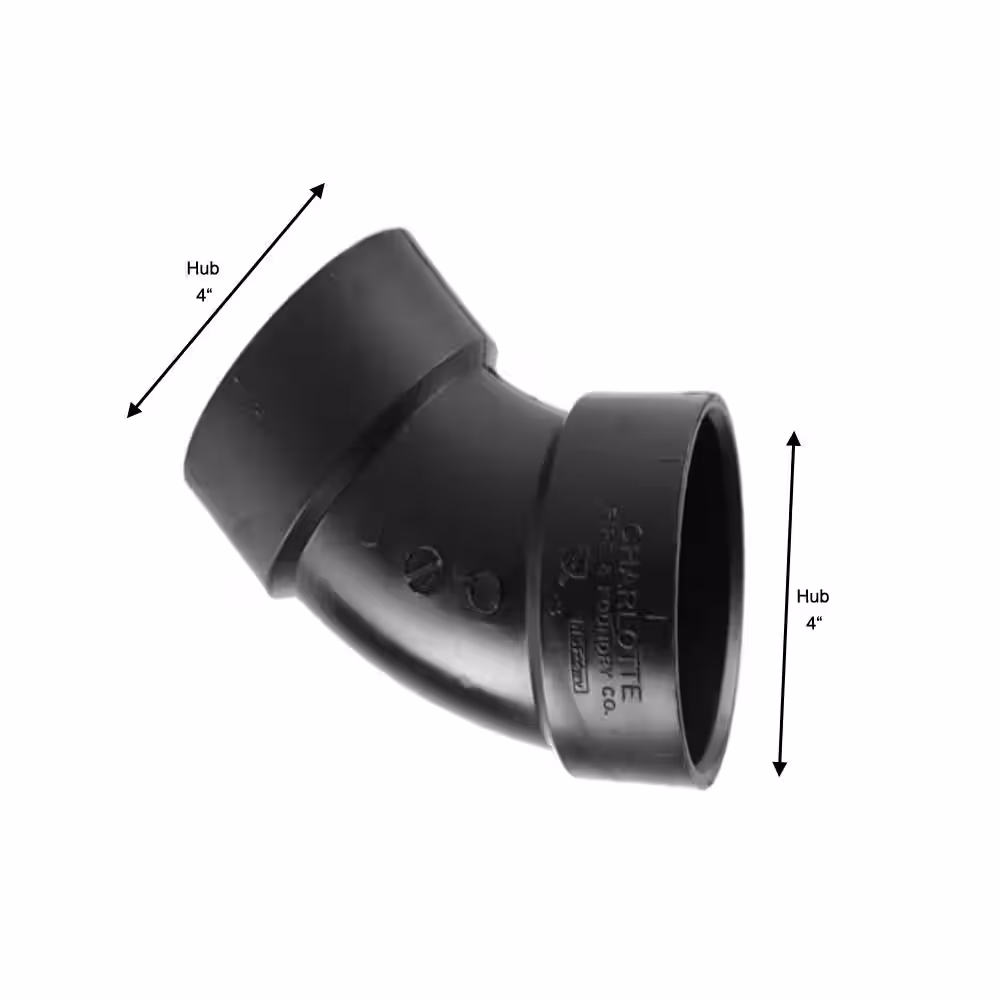 Charlotte Pipe 4 in. ABS DWV 45-Degree Hub x Hub Elbow Fitting