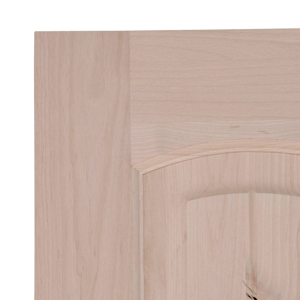 Krosswood Doors 28 in. x 96 in. Knotty Alder 2 Panel Top Rail Arch with V-Groove Solid Wood Core Interior Door Slab