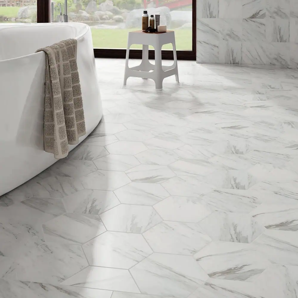 Merola Tile Eterno Hex Carrara 8-5/8 in. x 9-7/8 in. Porcelain Floor and Wall Tile (11.5 sq. ft./Case)