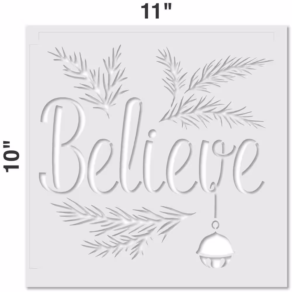 Designer Stencils Believe with a Jingle Bell Sign Stencil and Free Bonus Stencil
