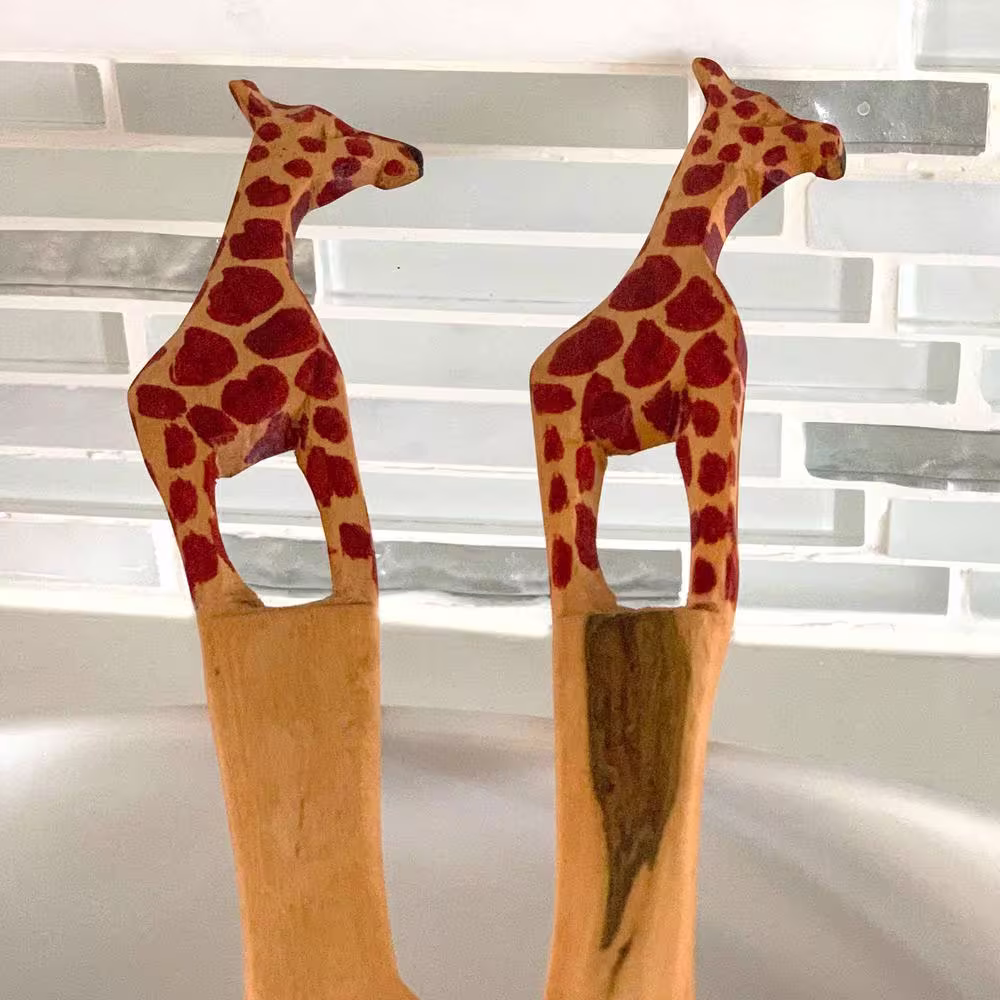 None African Giraffe Salad Serving Set