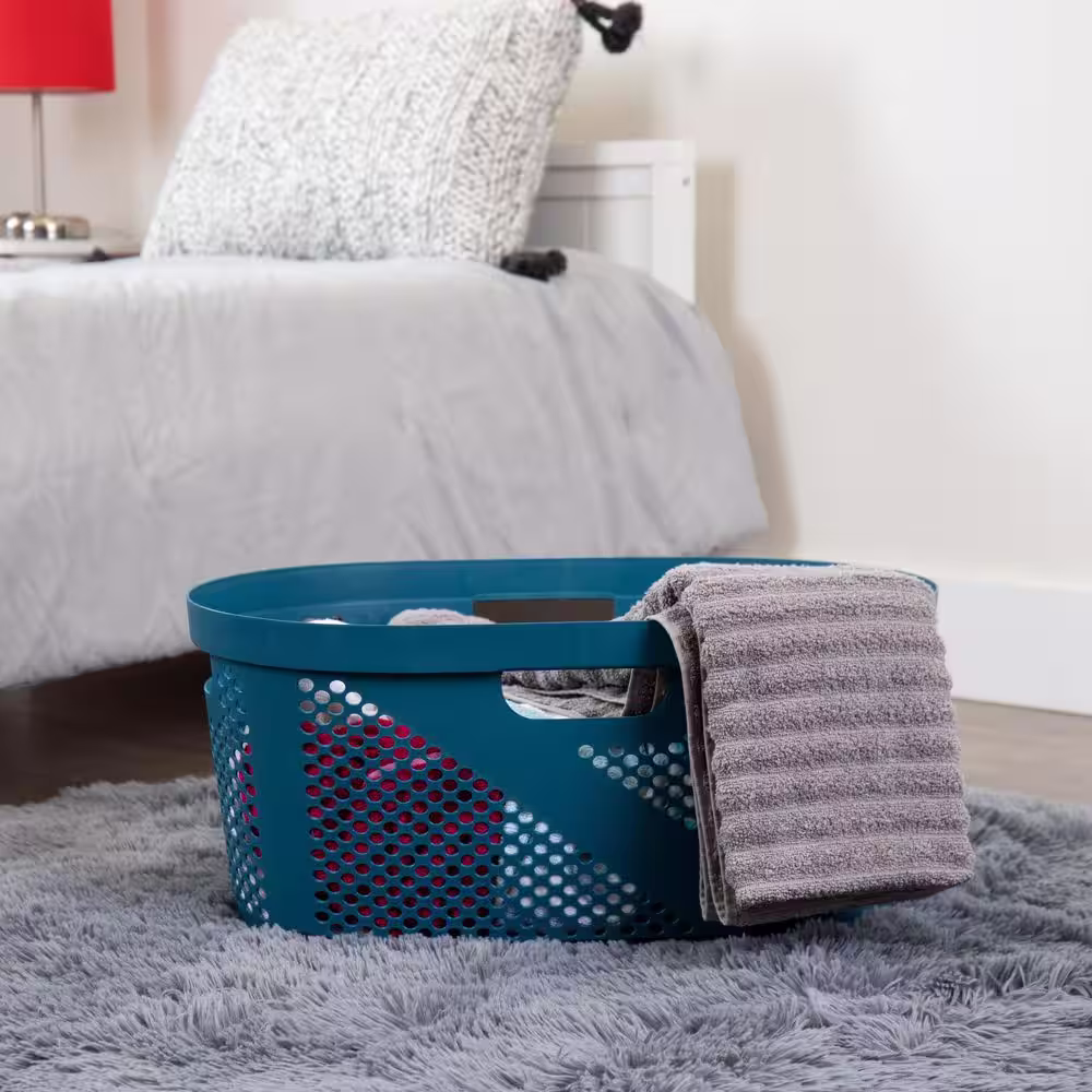 Mind Reader Basket Collection, Laundry Basket, 40 Liter (10kg/22lbs) Capacity, Cut Out Handles, Set of 2, Blue