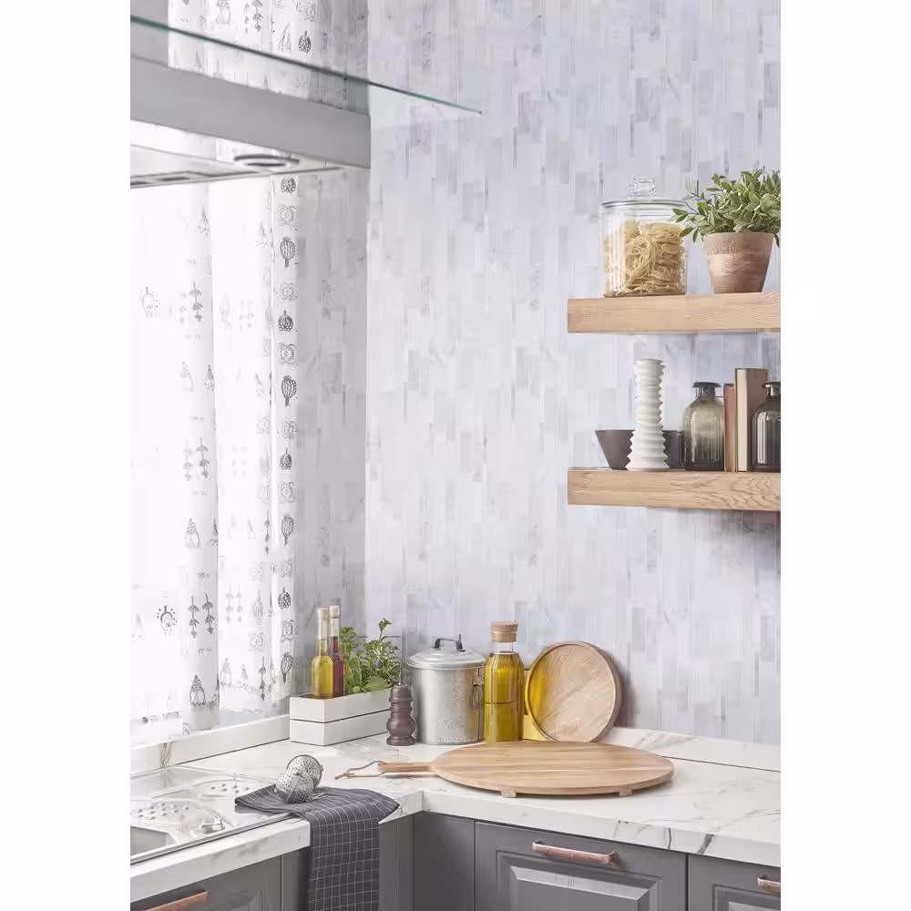 Jeffrey Court Restful Sea White 10.5 in. x 10.75 in. Interlocking Textured Marble Wall and Floor Mosaic Tile (7.839 sq. ft./Case)