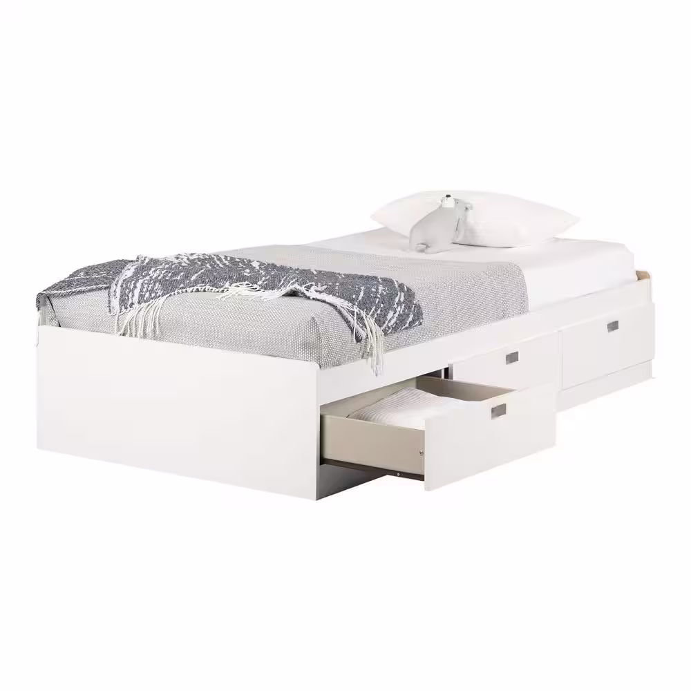 South Shore Spark 3-Drawer Twin-Size Storage Bed in Pure White