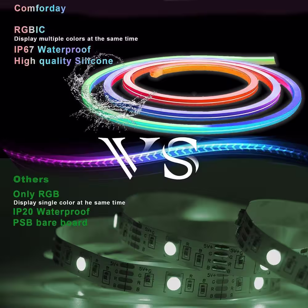None Silicone RGB Addressable Neon Rope Light