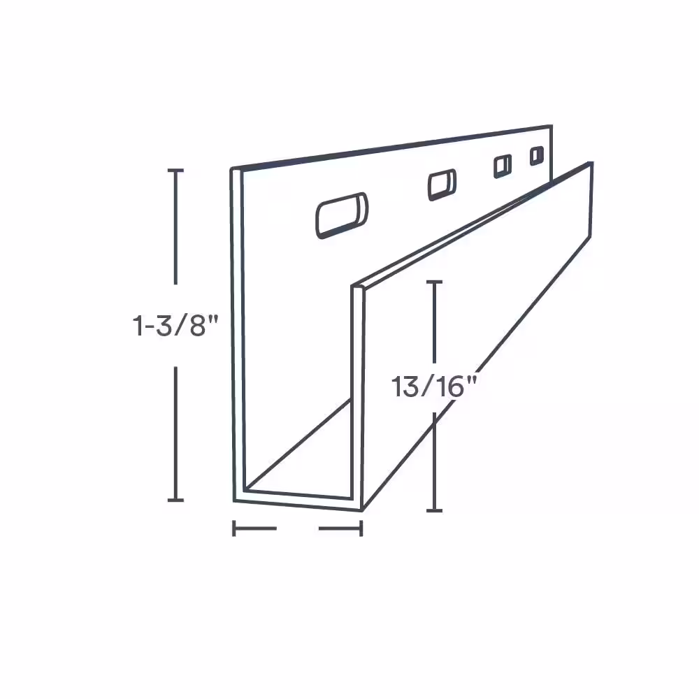 Trusscore 1/2 in. x 1-3/8 in. x 8 ft. Wall and Ceiling J Channel White PVC Trim (2 Per Box)