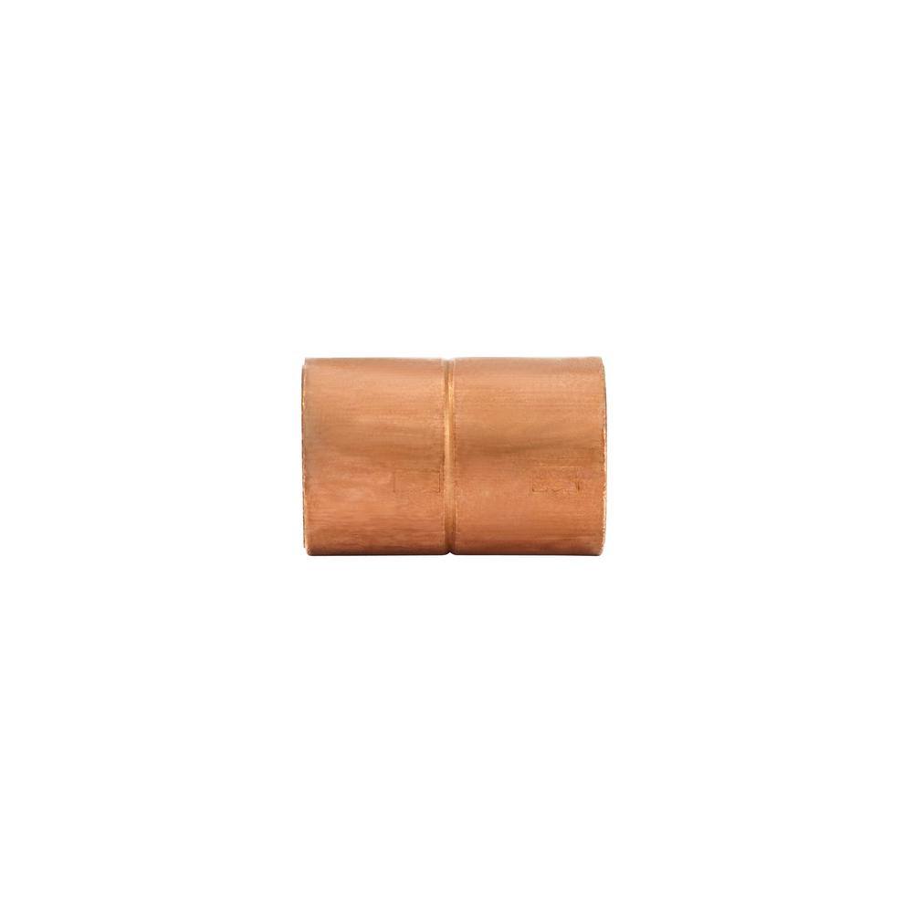 Everbilt 1/2 in. Copper Pressure Cup x Cup Coupling with Stop Fitting (10-Pack)