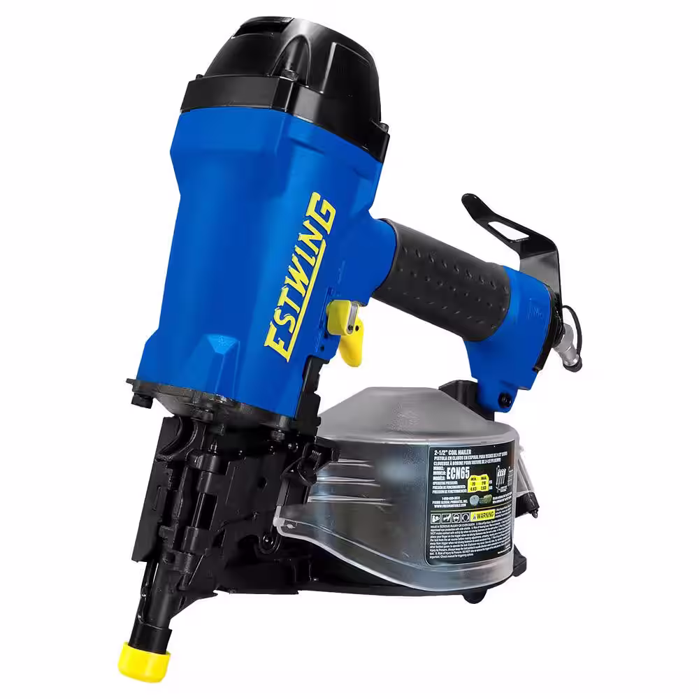 Estwing Pneumatic 15-Degree 2-1/2 in. Coil Siding Nailer with Adjustable Metal Belt Hook, 1/4 in. NPT Swivel Fitting and Bag