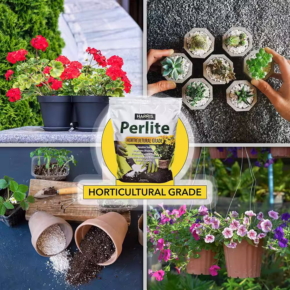 Harris 9 Gal. Expanding Coco Coir Pith (4 Brick Pack) and 8 Dry Qt. Premium Horticultural Perlite