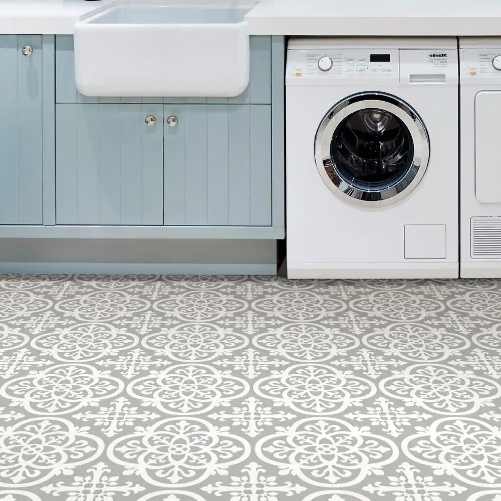 FloorPops Medina 12 in. W x 12 in. L Grey Peel & Stick Vinyl Tile Flooring (10 sq. ft./case)