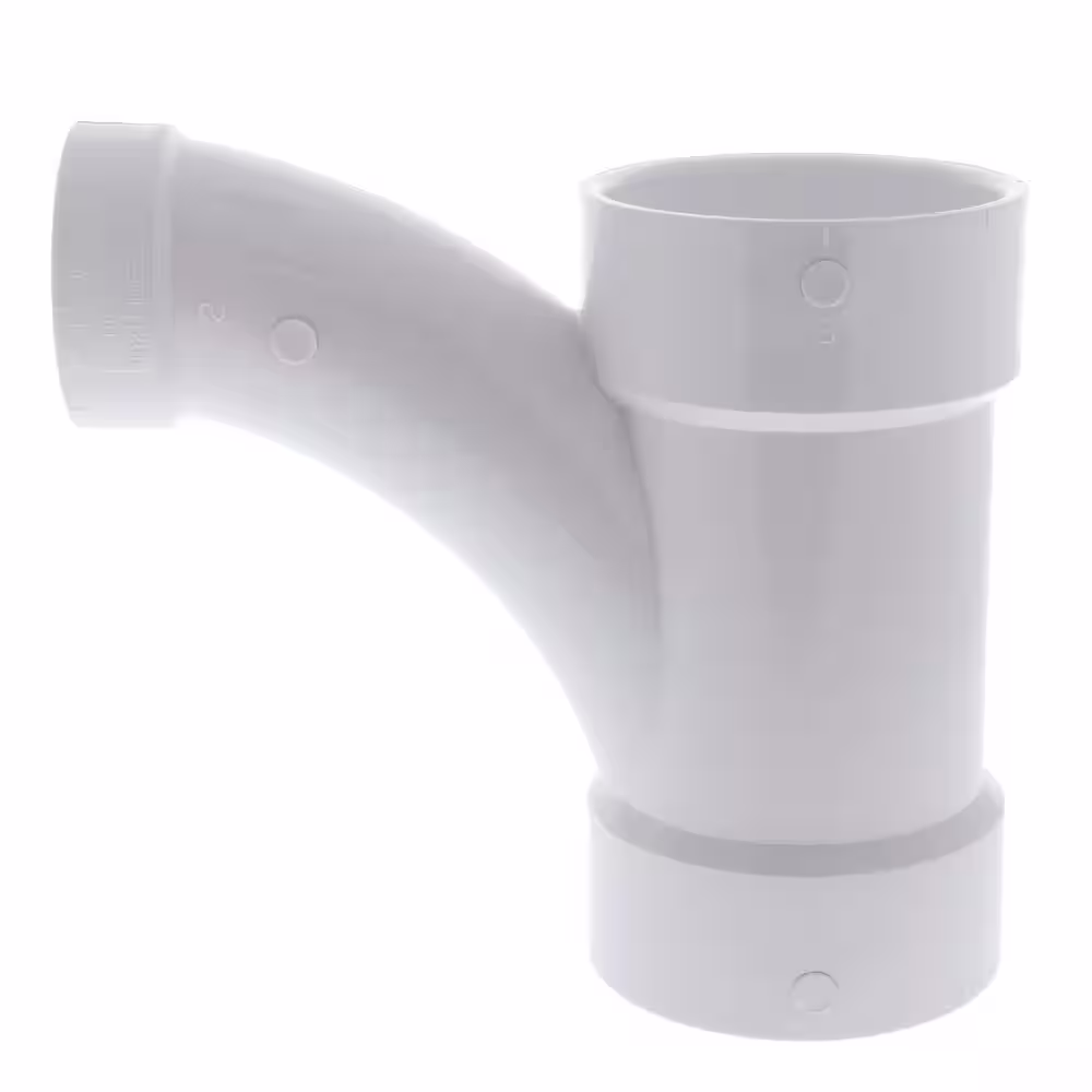NIBCO 3 in. x 3 in. x 2 in. PVC DWV All Hub Long-Radius Combination Tee-Wye Fitting