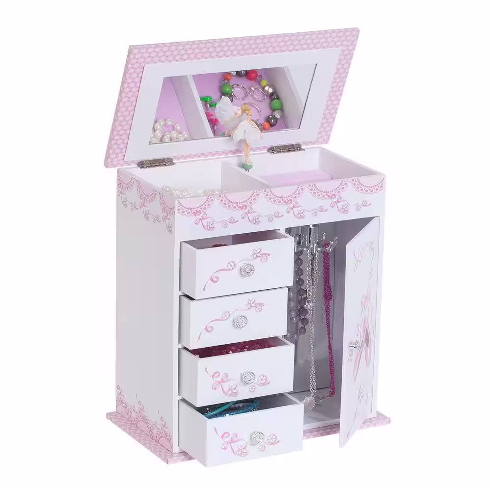 Mele & Co Cristiana Girl's White Fashion Paper Musical Ballerina Jewelry Box