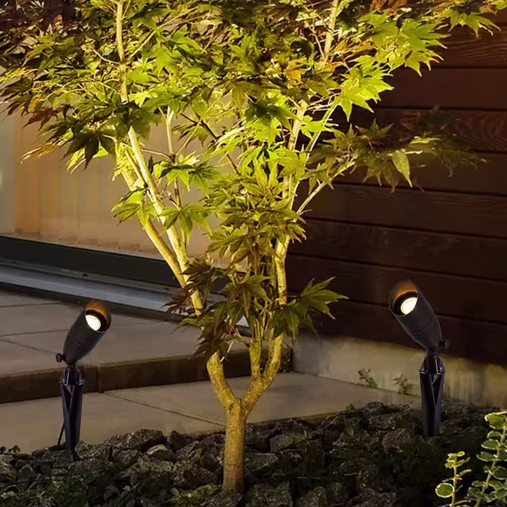None 12-Volt Dark Bronze Low Voltage Waterproof Outdoor Landscape Spotlight with MR16 Bulb (4-Pack)