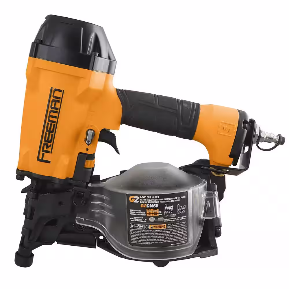 Freeman 2nd Generation Pneumatic 15 Degree 2-1/2 in. Coil Siding Nailer with Metal Belt Hook and 1/4 in. NPT Air Connector