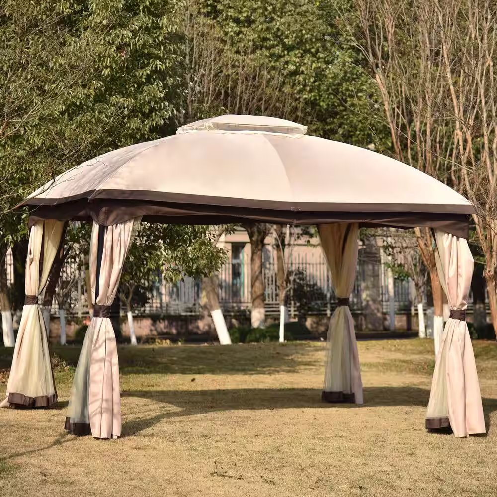 None 9.8 ft. x 11.8 ft. Outdoor Gazebo, Double Roof Soft Canopy with Mosquito Netting Suitable for Lawn, Garden, Backyard