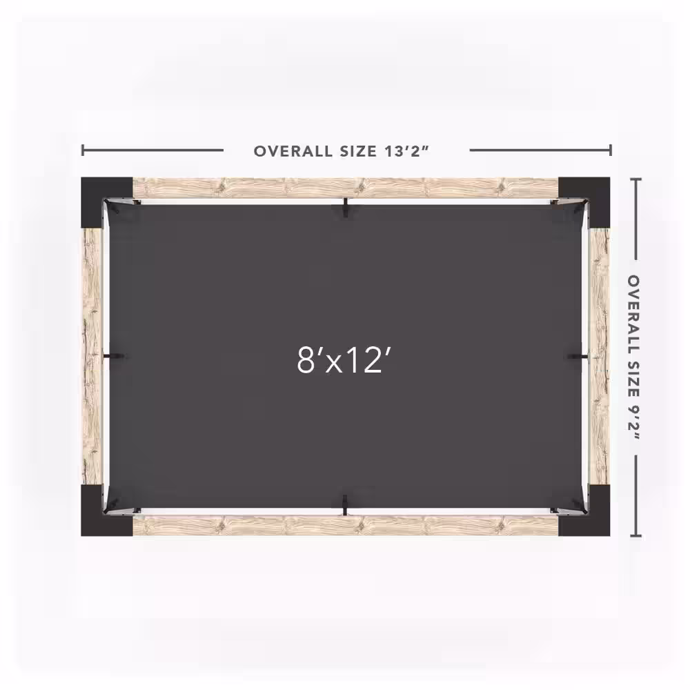 TOJA GRID 8 ft. L x 12 ft. W Pergola Kit with Denim Shade Sail, 6x6 Wood