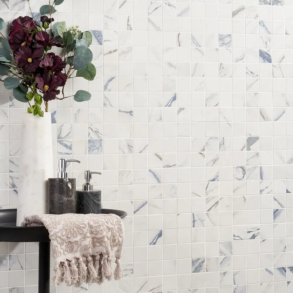 Ivy Hill Tile Calacatta Indigo 12 in. x 12 in. Matte Porcelain Mosaic Floor and Wall Tile (1 sq. ft./Each)