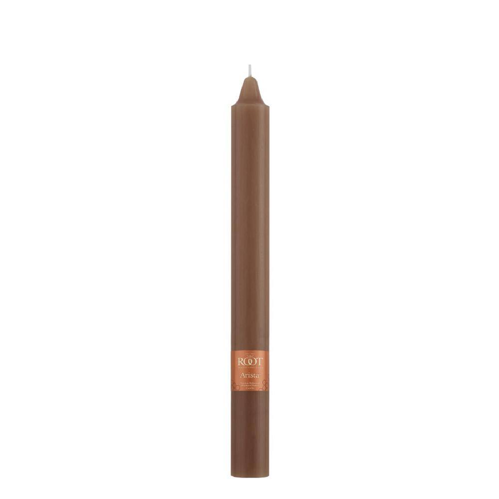 ROOT CANDLES Smooth Arista 9 in. Portobello Brown Unscented Taper Candle (Box of 12)