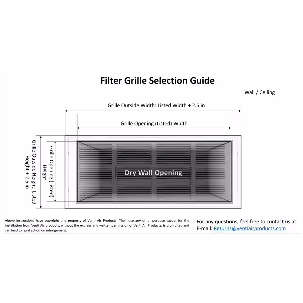 Venti Air 25 in. Wide x 20 in. High Return Air Filter Grille of Steel in White