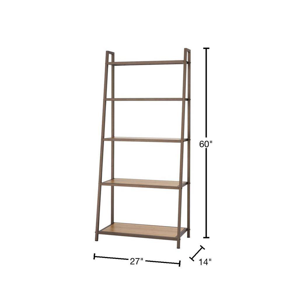 TRINITY Bronze Anthracite 5-Tier Bamboo Shelving Unit (27 in. W x 60 in. H x 14 in. D)