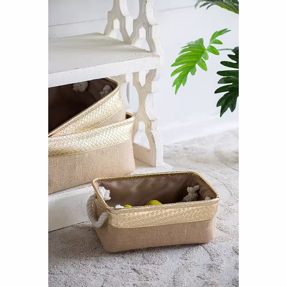 A & B Home Alcott Jute Nested Baskets Gold/Natural (Set of 3)