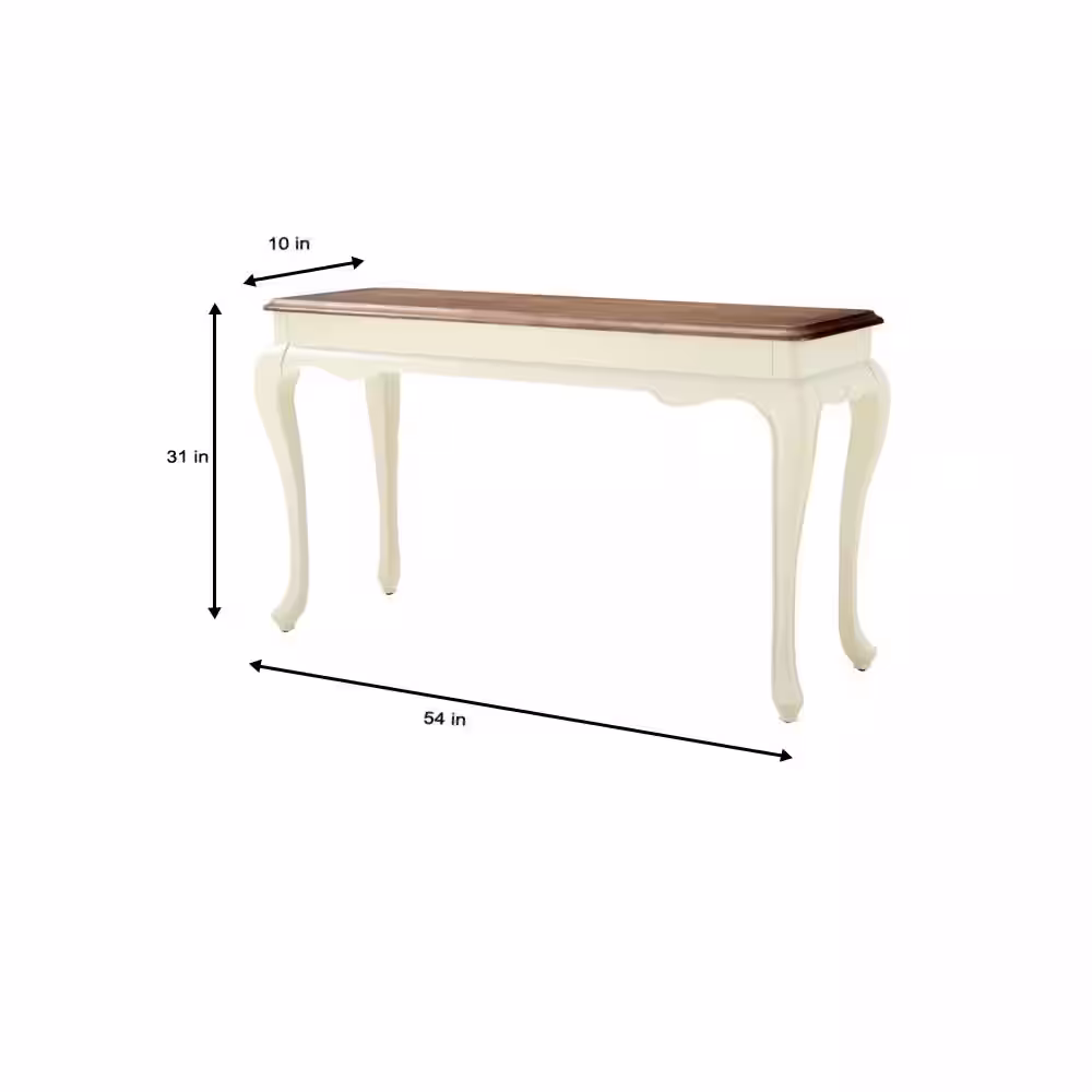 Home Decorators Collection Provence 54 in. Ivory/Ash Brown Standard Rectangle Wood Console Table