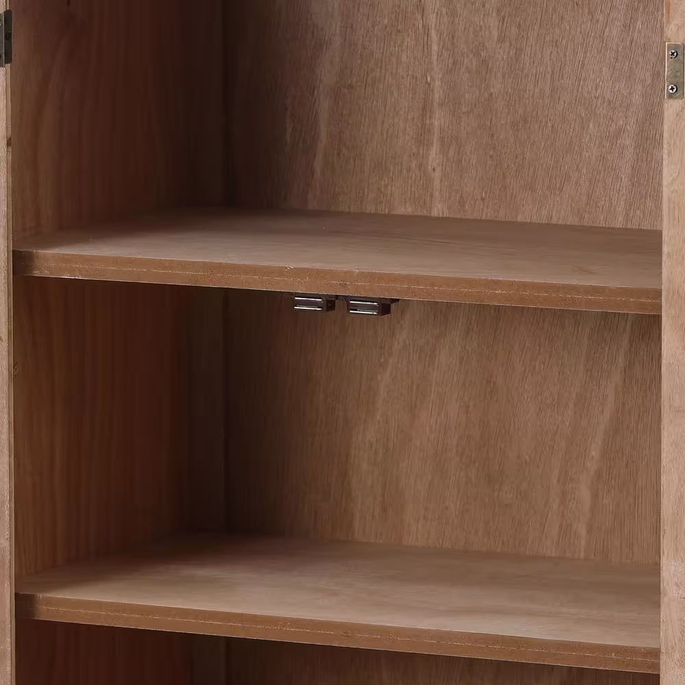 LuxenHome Brown and Gray Wood and Metal Wardrobe Storage Accent Cabinet
