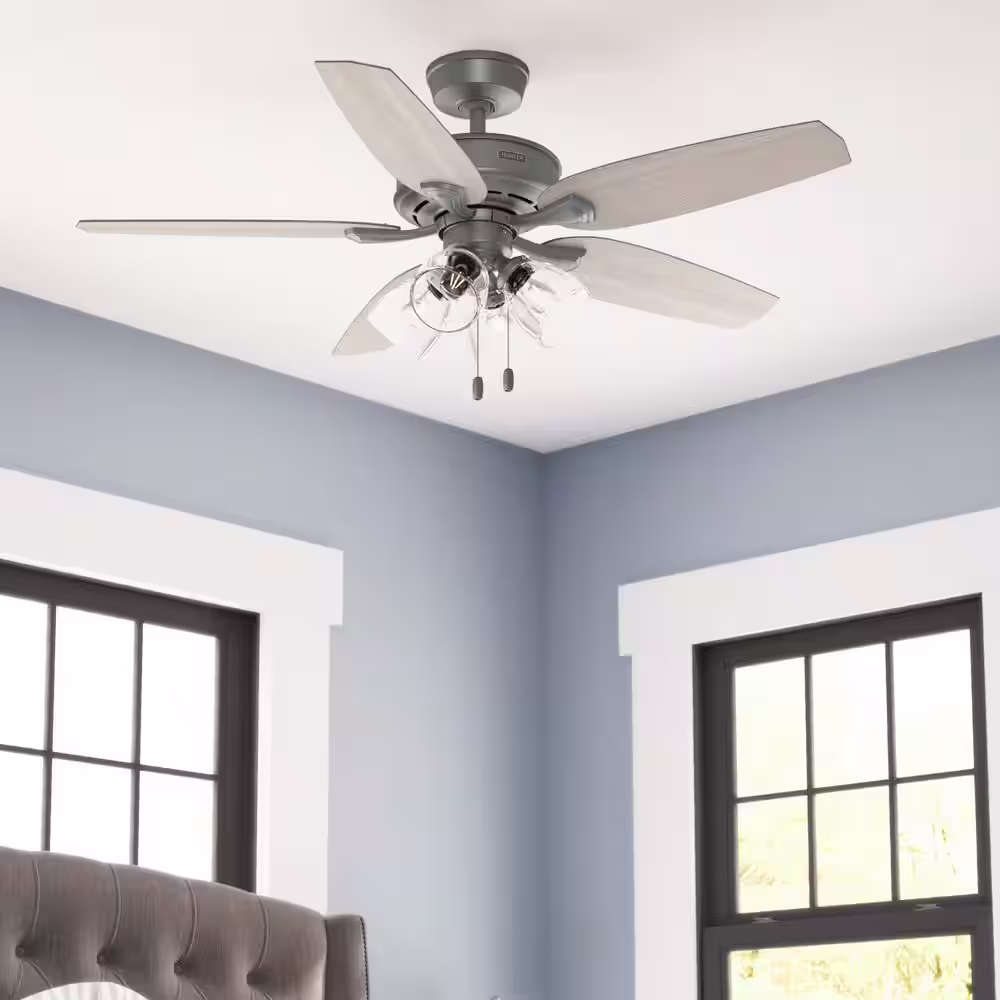 Hunter Channing 52 in. Hunter Express Indoor Matte Silver Ceiling Fan with Light Kit Included