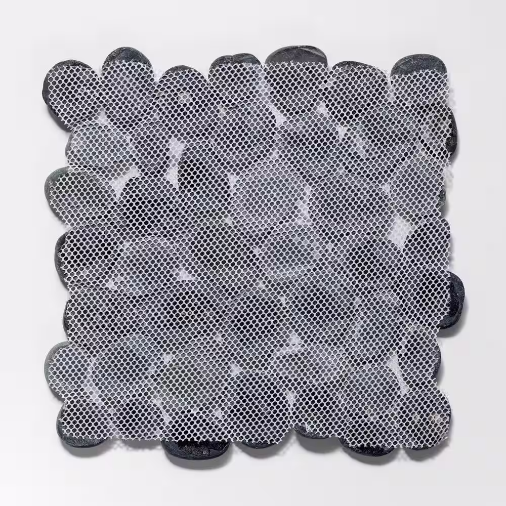 TILE CONNECTION Classic Pebble Tile Black 11-1/4 in. x 11-1/4 in. x 12.7 mm Mesh-Mounted Mosaic Tile (9.61 sq. ft. / case)