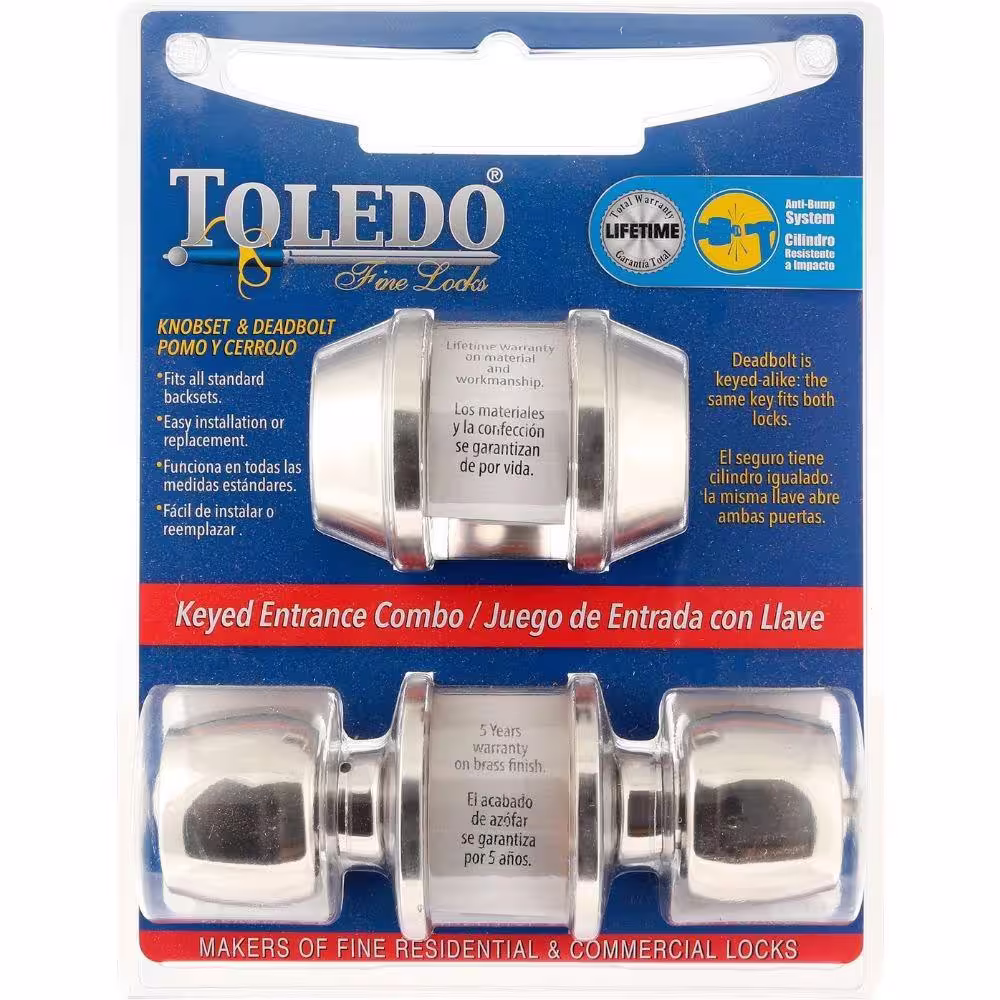 TOLEDO Malaga Polished Stainless Steel Knob Combo Pack
