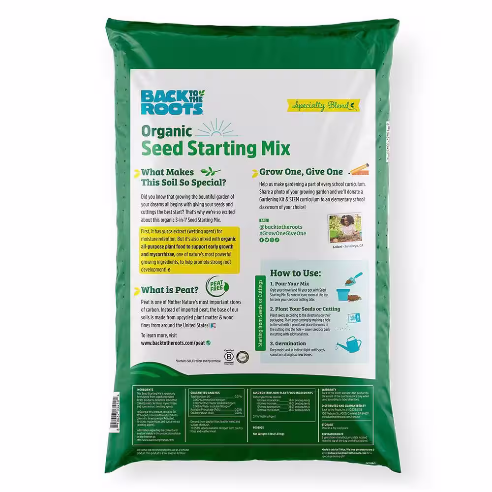 Back to the Roots 4 Pack: 12QT Organic Seed Starter Mix