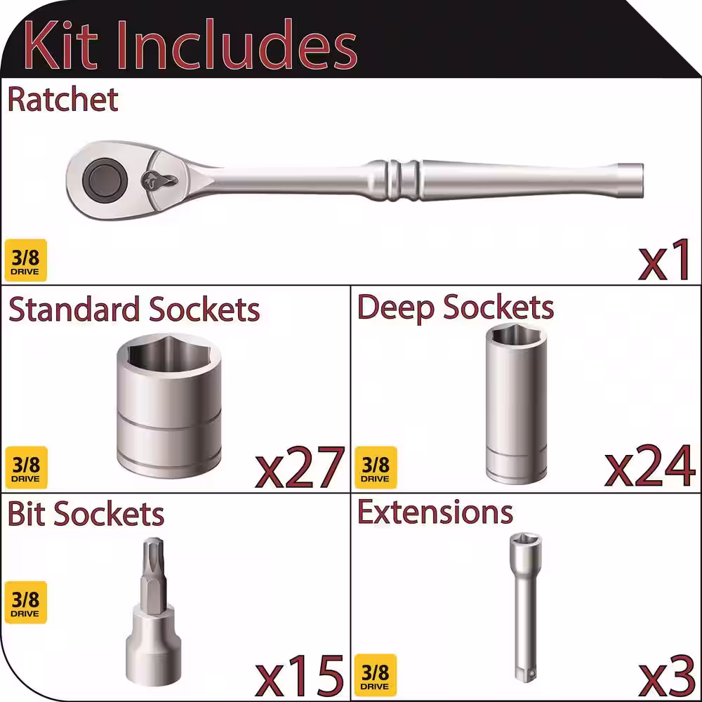 None 3/8 in. Drive Mechanics Tool Set (70-Piece)